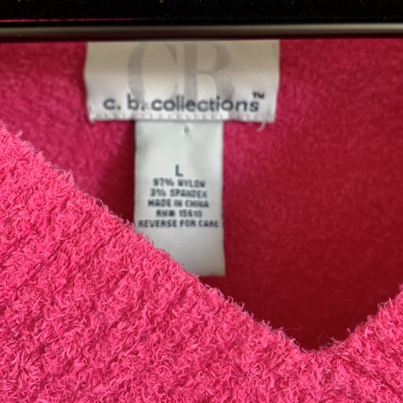 c.b.collections v-neck soft fluffy hot pink sweater / size L - Picture 6 of 10